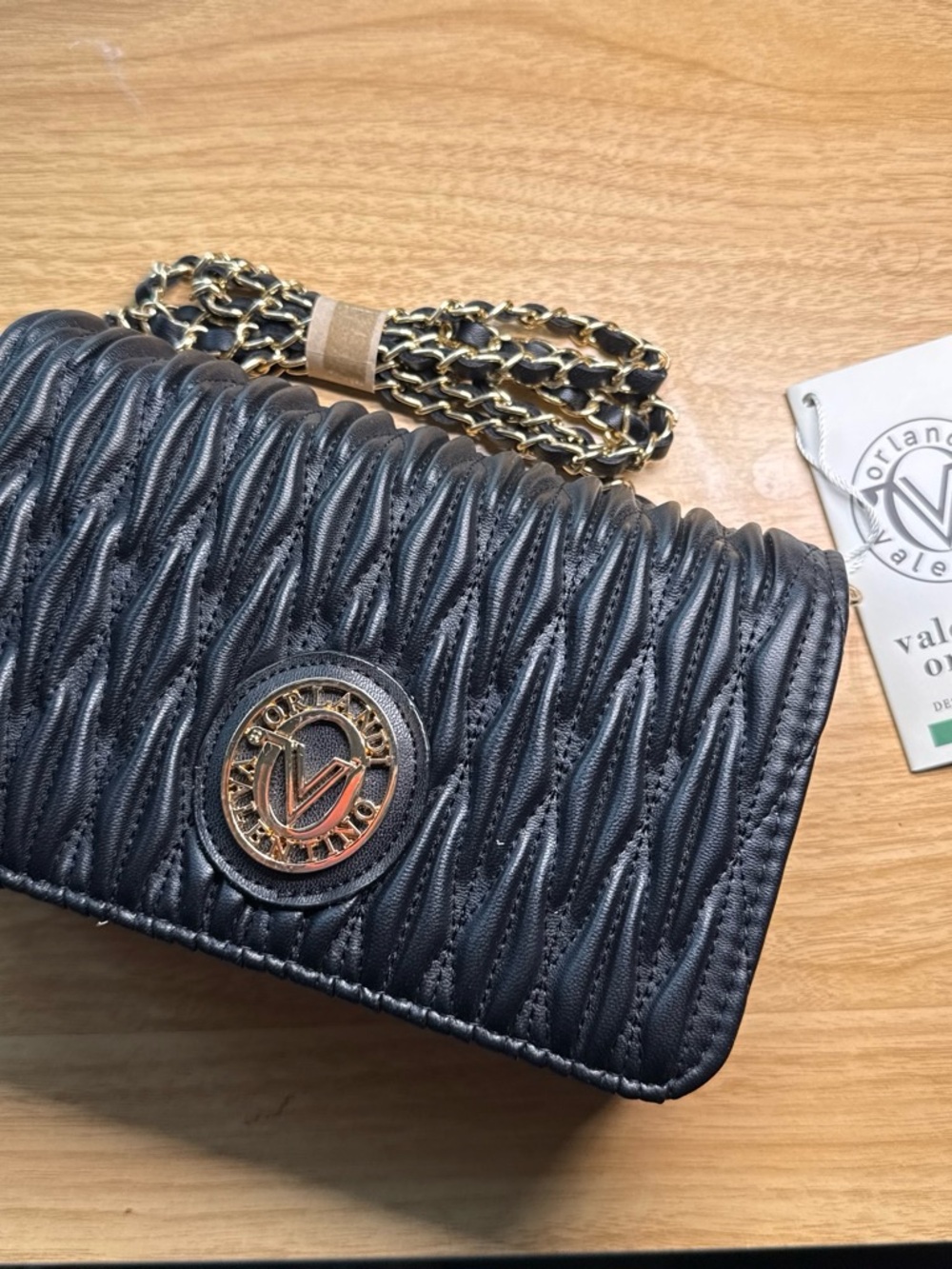 Valentino Orlandi Black Quilted Chain Shoulder Bag